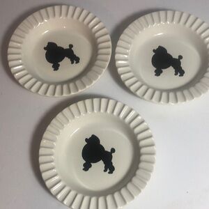 Vintage White Plates with Black Poodle Design